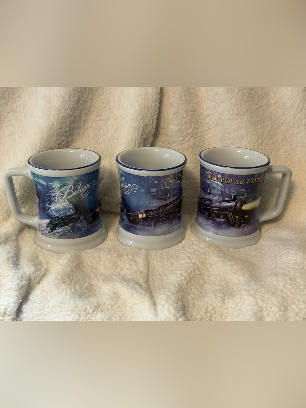 2020 Warner Bros. The Polar Express 3D Train Mugs Set of 3